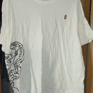 Reason White Tee with Black Panther & Snake Graphic- XXL